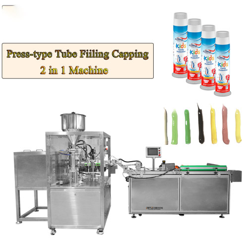 Automatic Press Type Tube Toothpaste Filling Capping 2 In 1 Machine