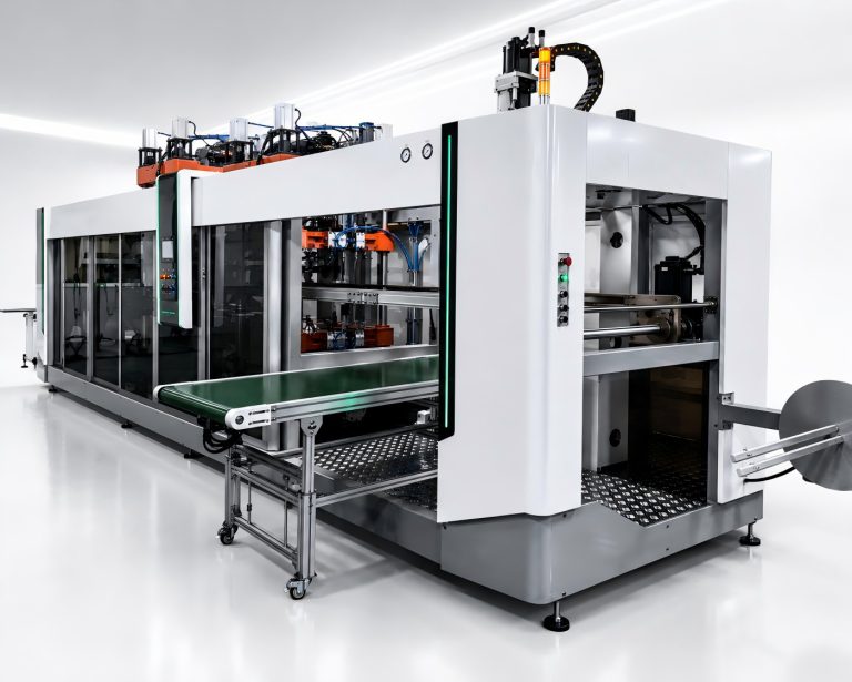 Double layer thick sheet thermoforming machine
