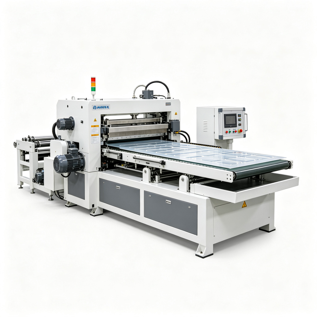 Thick sheet thermoforming machine forming heavy gauge plastic panels in a press frame